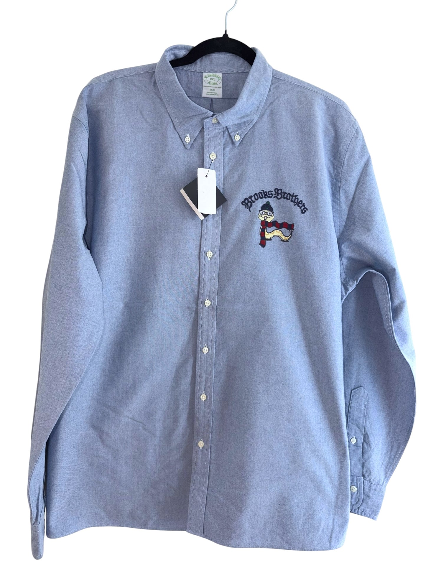 CAMISA BROOKS BROTHERS BORDADO SERPIENTE AÑO NUEVO LUNAR TALLA “XXL” MILANO SLIM FIT ( reducida para talla Xl)