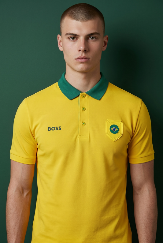 PLAYERA BOSS BRASIL TIPO POLO REGULAR FIT TALLA “L” REDUCIDA A “M”