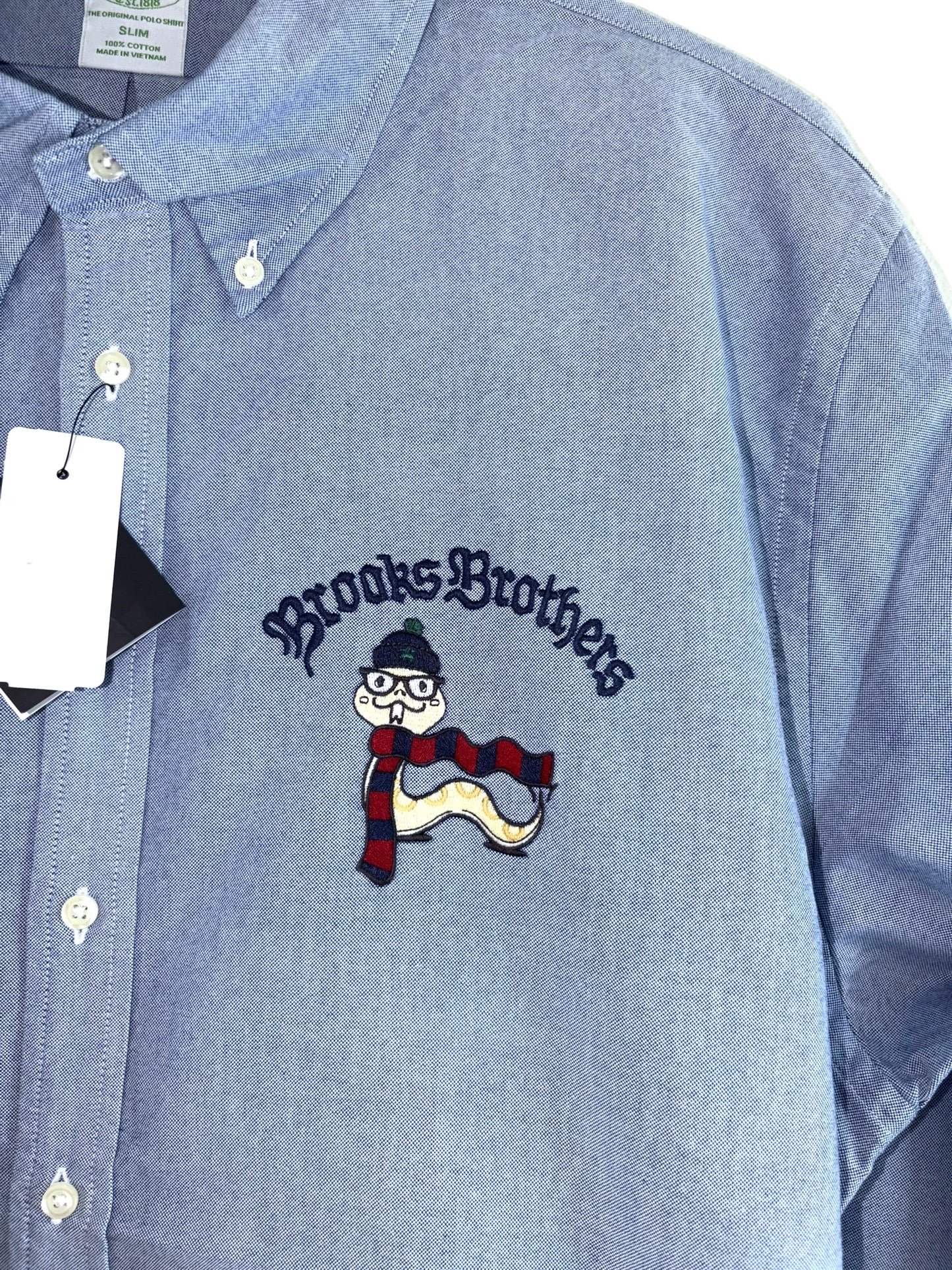 CAMISA BROOKS BROTHERS BORDADO SERPIENTE AÑO NUEVO LUNAR TALLA “XXL” MILANO SLIM FIT ( reducida para talla Xl)