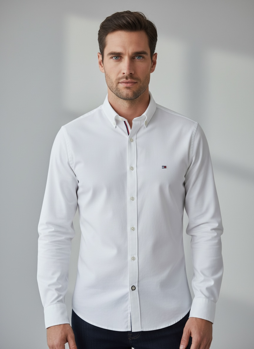 CAMISA TOMMY HILFIGER CON BOTONES MAGNÉTICOS TALLA “XL” CUSTOM FIT