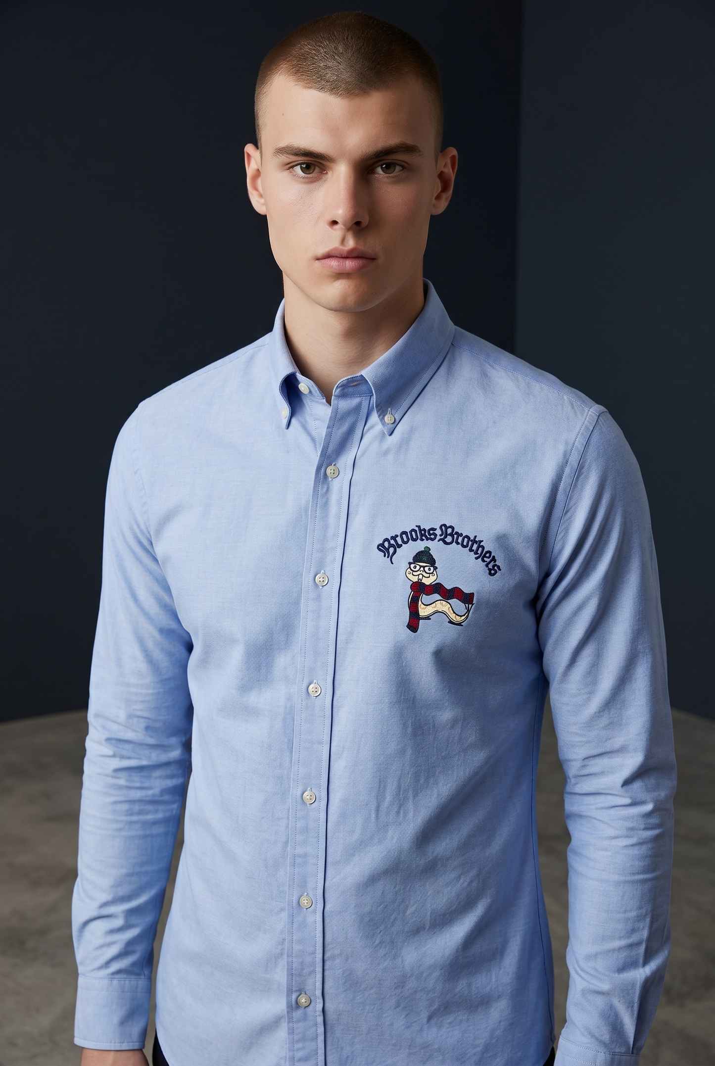 CAMISA BROOKS BROTHERS BORDADO SERPIENTE AÑO NUEVO LUNAR TALLA “XXL” MILANO SLIM FIT ( reducida para talla Xl)