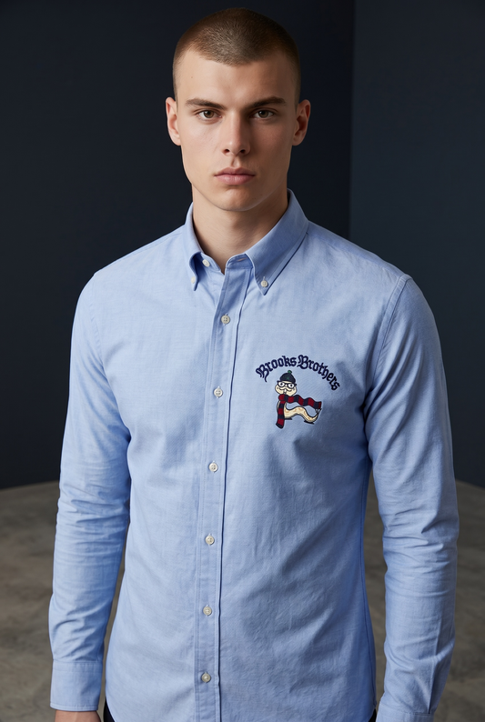CAMISA BROOKS BROTHERS BORDADO SERPIENTE AÑO NUEVO LUNAR TALLA “XXL” MILANO SLIM FIT ( reducida para talla Xl)